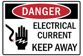 Keep away warning sign electrical current