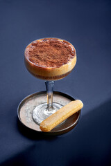 Alcoholic cocktail with cocoa. Tiramisu cocktail