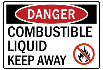 Keep away warning sign combustible liquid