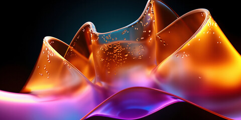 Abstract Colorful Liquid Waves with Reflective Surface