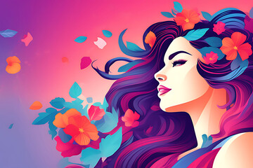 Women's Day copy space background for March 8 with colorful flowers.