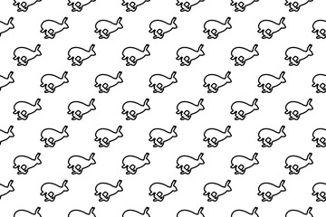 Seamless pattern completely filled with outlines of hare runs symbols. Elements are evenly spaced. Illustration on transparent background
