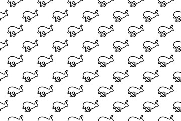 Seamless pattern completely filled with outlines of hare runs symbols. Elements are evenly spaced. Vector illustration on white background