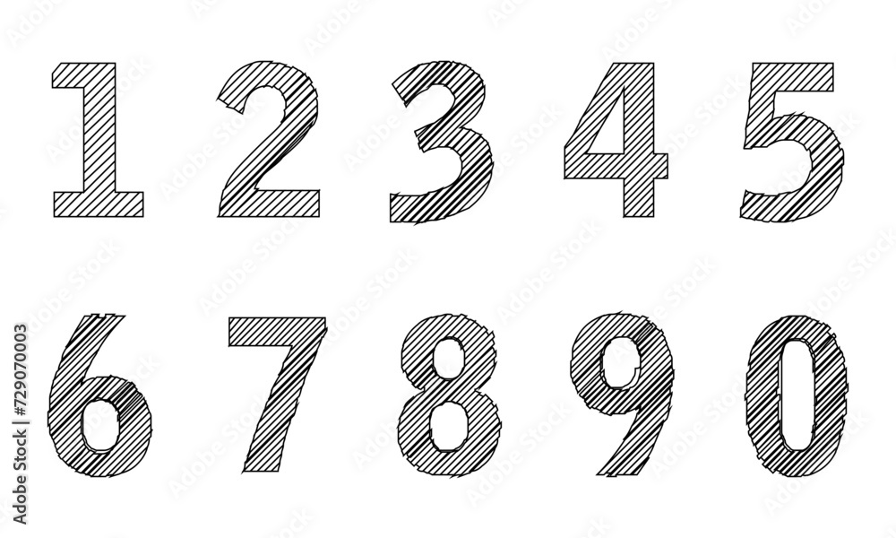 Fototapete Set Of Sliced Style Number Vector