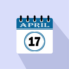 Icon calendar day - 17 April. 17th days of the month, vector illustration.