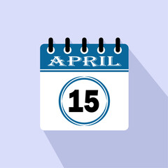 Icon calendar day - 15 April. 15th days of the month, vector illustration.