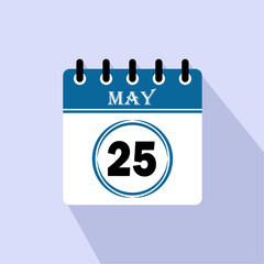 Icon calendar day - 25 May. 25 days of the month, vector illustration.