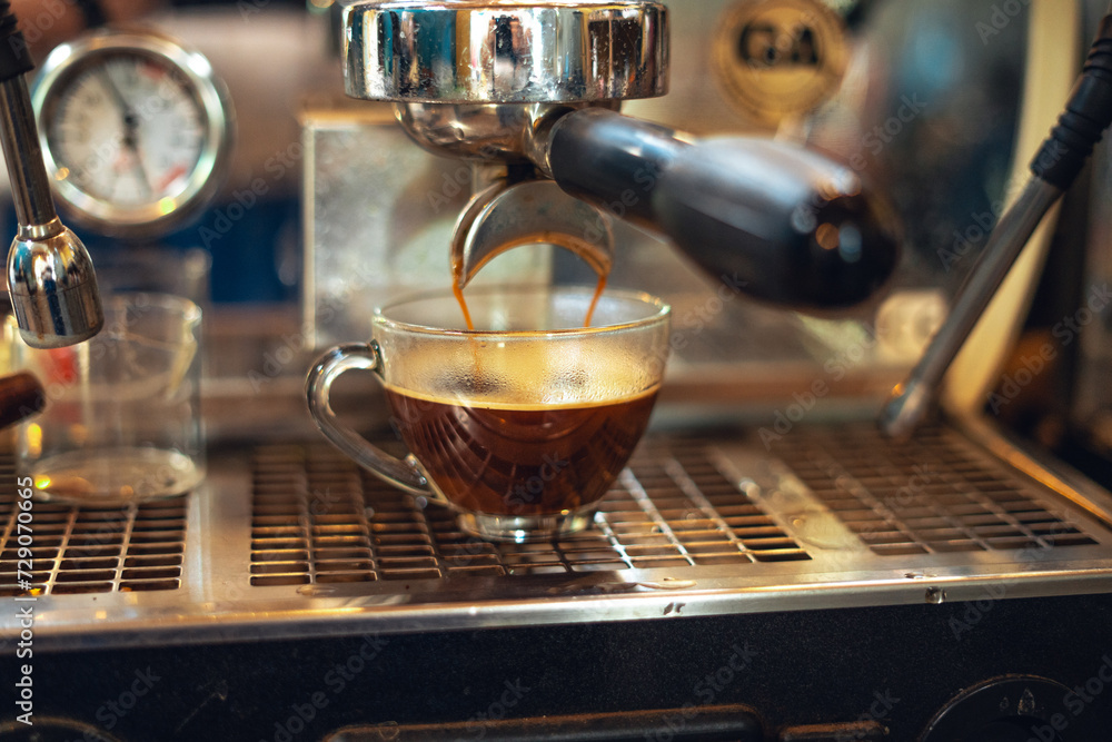 Wall mural preparing coffee with coffee maker