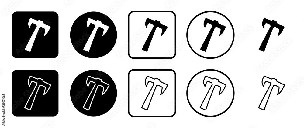 Canvas Prints Icon set of axe symbol. Filled, outline, black and white icons set, flat style.  Illustration on transparent background