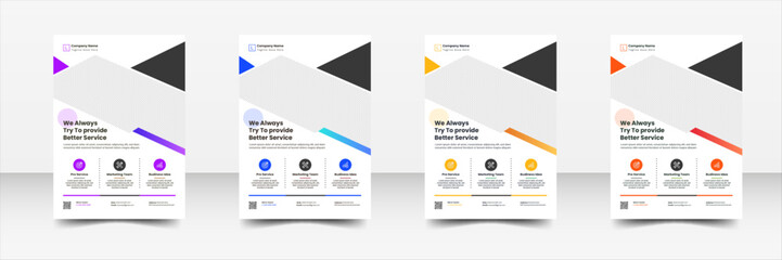 Corporate business flyer template design set with blue, yellow, red and purple color.Grow your business with digital marketing with new flyers from a digital marketing firm or business marketing flyer