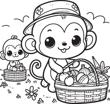 cute coloring page monkey