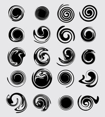 Swirl twisted rounded circlemelted  spiral black twirl hypnotic sircular shape vector clip art element
