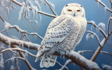 Snowy Owl Perched in Sleek Elegance