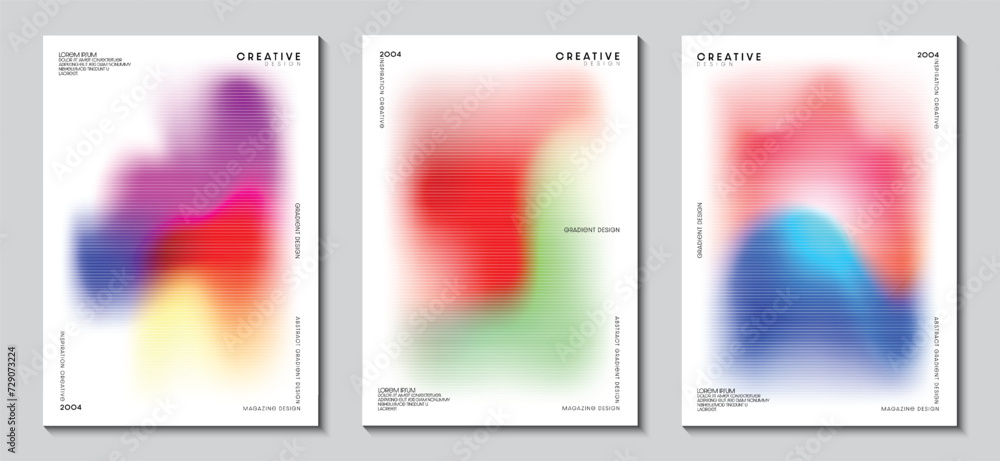 Poster cover design with blurred abstract image on colorful gradient background collection. idea for poster