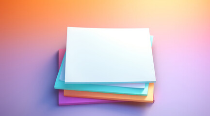 Colorful paper sheets on a gradient background for design mockups