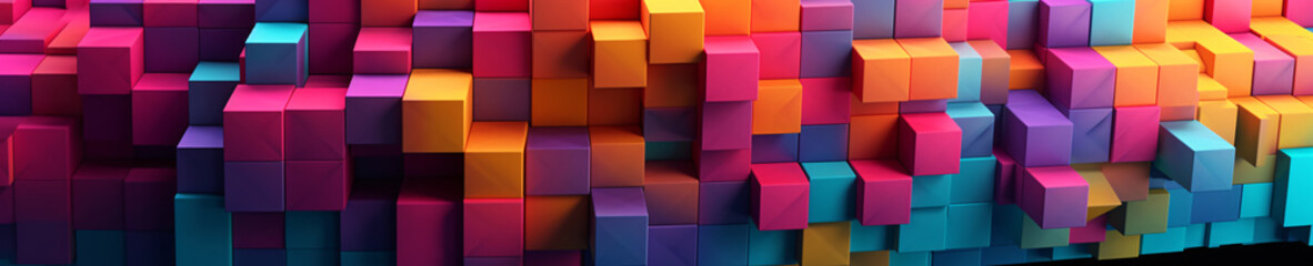 Fototapeta na wymiar Vibrant Blocks of Abstraction: A Colorful Geometric Jungle