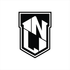 NL Logo monogram hexagon geometric up and down inside shield isolated style design template