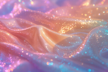 Ethereal pink and blue fabric with sparkling glitter, ideal for backgrounds related to fantasy, celebration, or fashion
