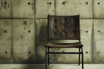 Dark and moody room with an old wooden chair, evoking a sense of solitude and mystery in a vintage and abandoned interior setting