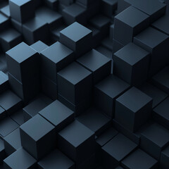 Matrix of black boxes creating a seamless, textured surface with a three-dimensional effect.