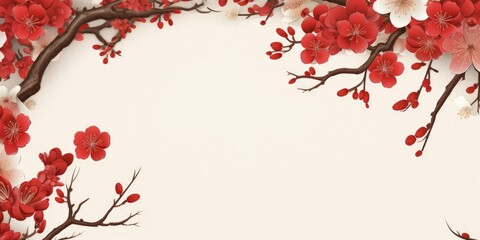 Pine, bamboo and plum blossoms and handles, New Year's greetings, pattern, branch background