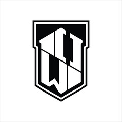 OW Logo monogram hexagon geometric up and down inside shield isolated style design template