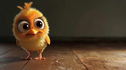 Baby bird on solid background - modern 3D animation style