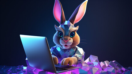 3d rendered Illustration of Programmer easter bunny