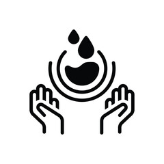 Black solid icon for save water