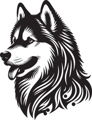 Siberian Husky Dog Silhouette isolated on white background