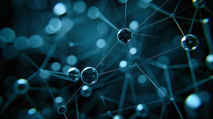 Futuristic and abstract digital networking design, showcasing a modern and intricate web of connections in a technological and cyber concept