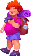 Boy with Backpack and Camera