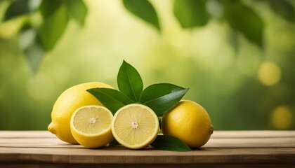 GREEN Background lemon podium product fruit platform  scene display citrus yellow