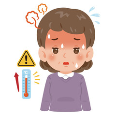 熱がある中年女性