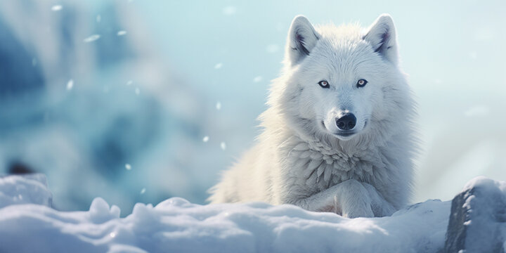 White wolf in the forest,,,
Arctic wolf walking in snow AI Generated
