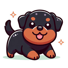 Obraz premium Rottweiler dog cartoon logo, isolated on white.