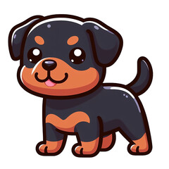 Rottweiler dog cartoon logo, isolated on white.