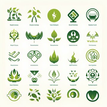 eco logo bundle set illustration for eco green