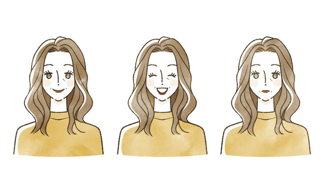 中年女性の表情セット