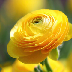 A single yellow flower bud in a macro shot
