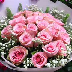 bouquet of roses pink