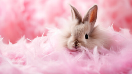 Cute little white Easter bunny