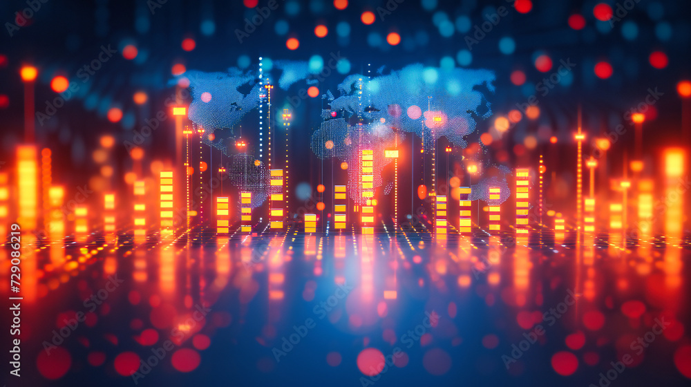 Poster futuristic digital city concept, blending technology and urban architecture in a dynamic and interco