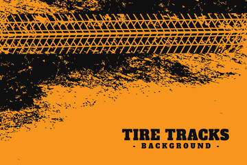 Vector Tire Track on orange Background. Grunge Tire Track. © Rizal