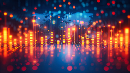 Futuristic digital city concept, blending technology and urban architecture in a dynamic and interconnected cybernetic background