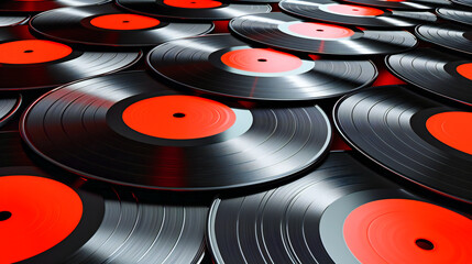 Retro vinyl record on a turntable, symbolizing classic music and audio technology in a vintage and nostalgic entertainment setting