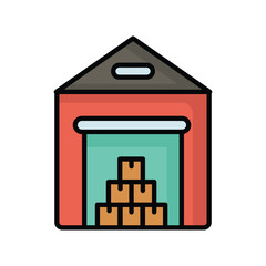 warehouse building icon with white background vector stock illustration