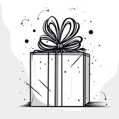black and white gift box illustration