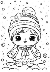 cute cartoon vector hand drawn character coloring book illustration