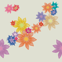 flower pattern seamless.Variety floral kaleidoscope on beige background, ornament print in pastel hand drawn design elegant colorful flowers kinds in garden, botanical ornament. Modern wallpaper.